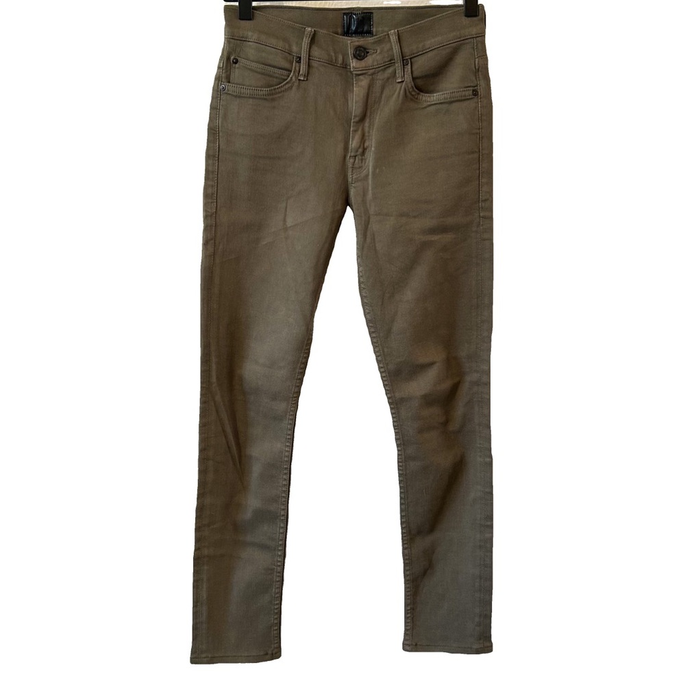 MOTHER Denim + Freja Limited Edition Skinny Jeans in‎ Olive Green Wash - Picture 3 of 10